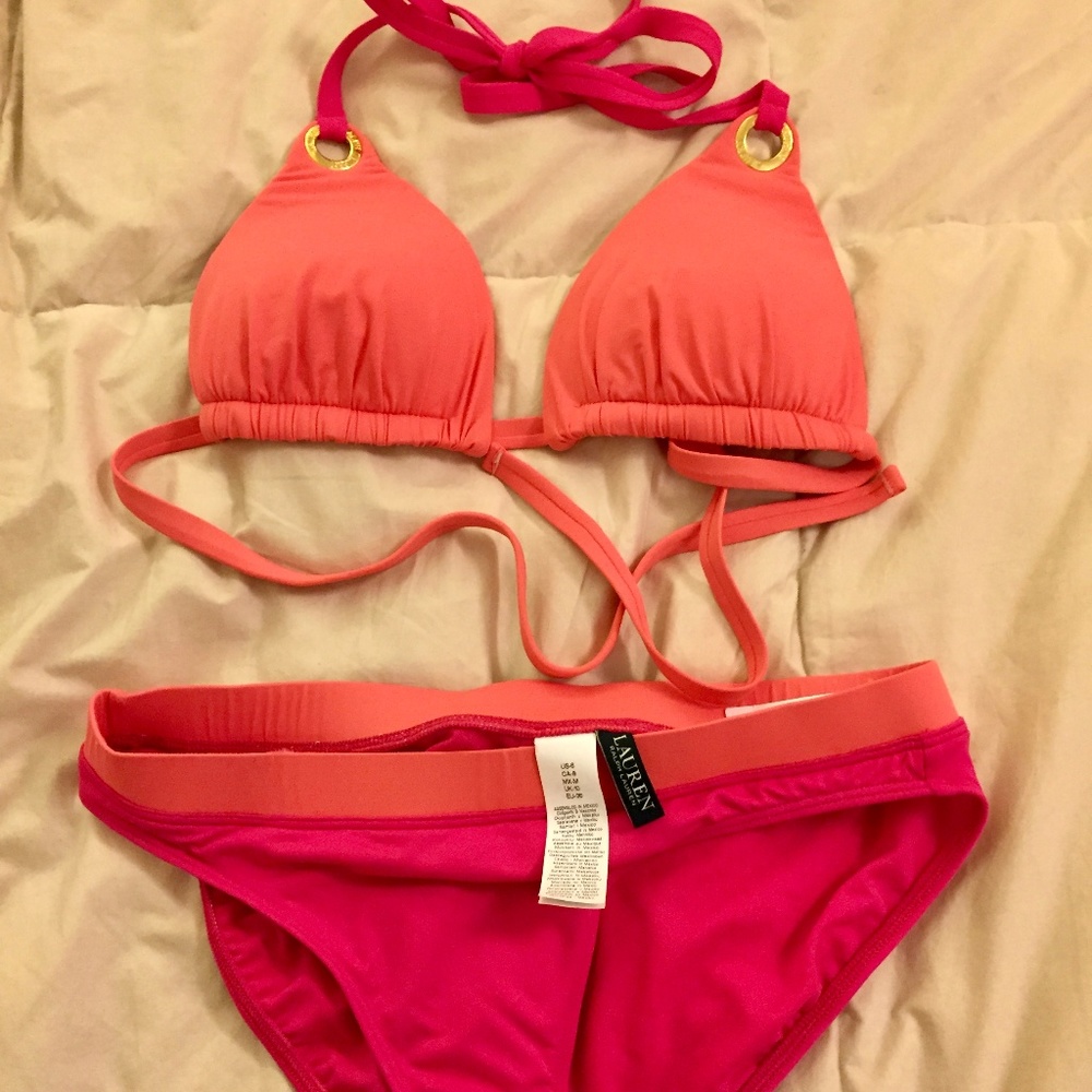 Ralph Lauren Bikini, Pink & Orange, Size 6